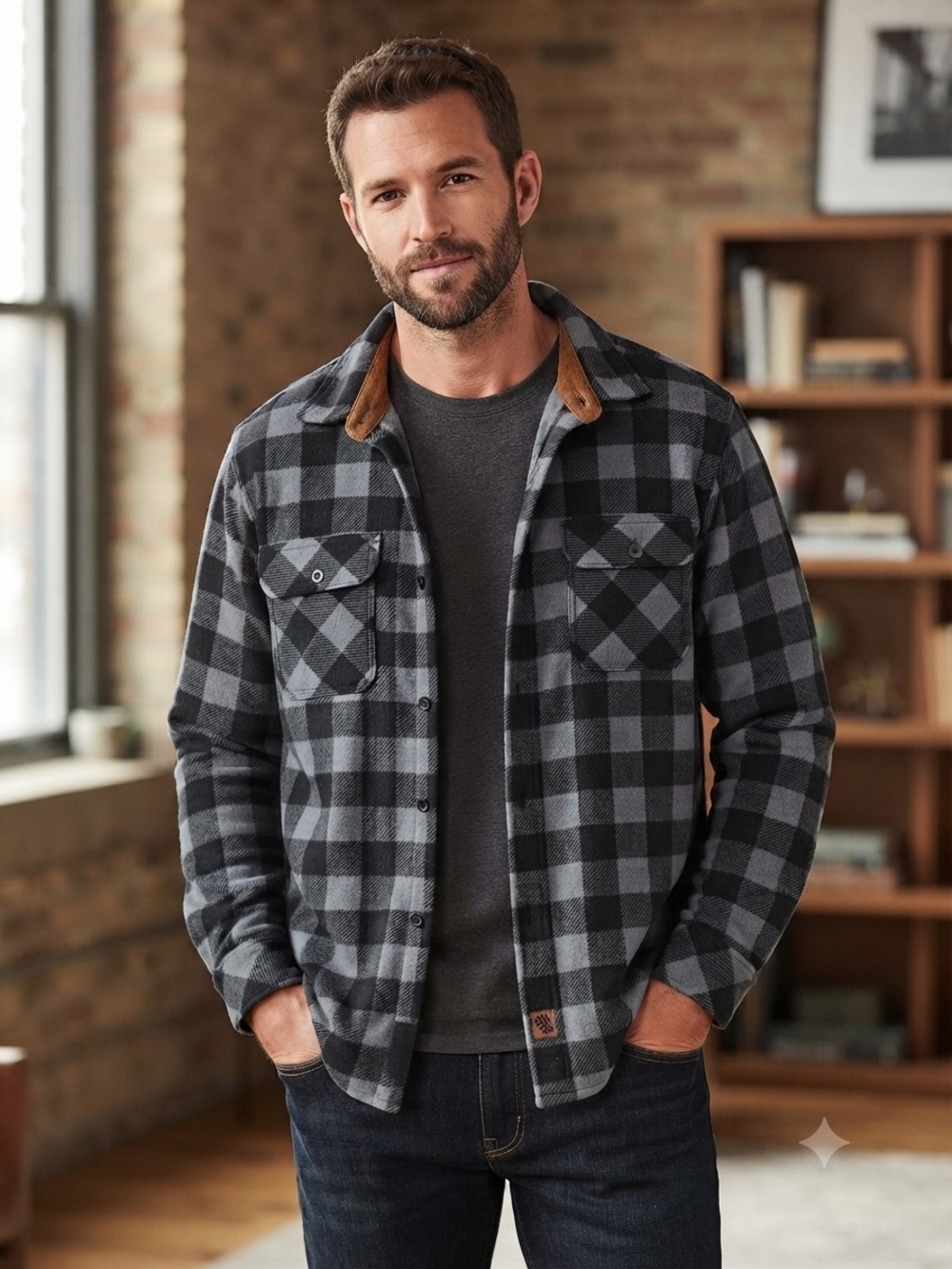 Legendary Whitetails Gray Black Buffalo Check Fleece Shacket XL